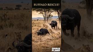 Buffalo Saves Friend From Lions  #buffalo  #lion  #survival  #nature  #wildlife  #africa  #animals