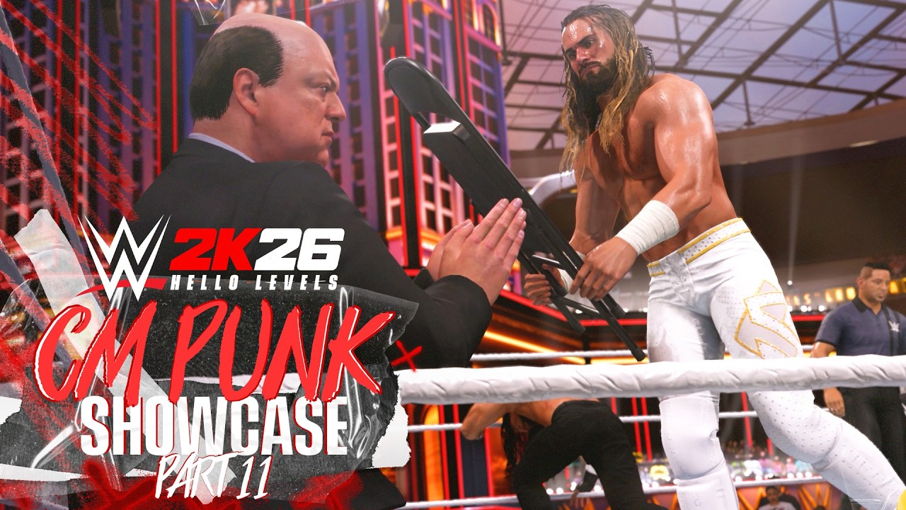 Видеообзор WWE 2K26, часть 11 — CM Punk против Seth Rollins против Roman Reigns — WrestleMania 41