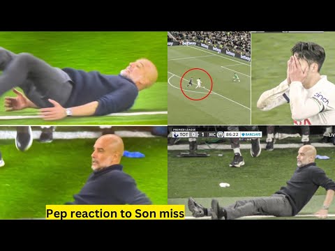 Pep Guardiola REACTION to Son shot saved by Ortega during Man City vs Tottenham.