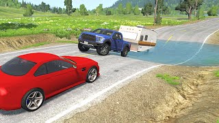 Cars vs Huge Potholes 2 – Cars vs Potholes - Car vs water pool - BeamNG.Drive