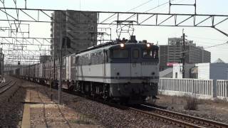 JR貨物 EF65-2093 貨物列車 (5087レ JR貨物更新色 青プレ)① 大高駅