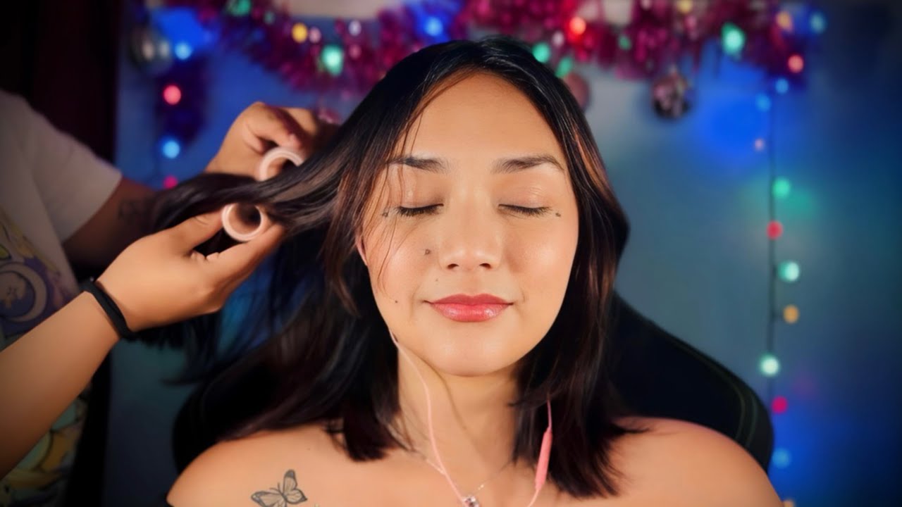 asmr MASAJE RELAJANTE, JUEGO DE CABELLO Y SUSURROS KAMAR asmr