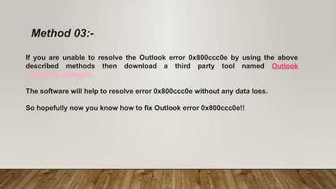 How to Fix ms outlook error 0x800ccc0e