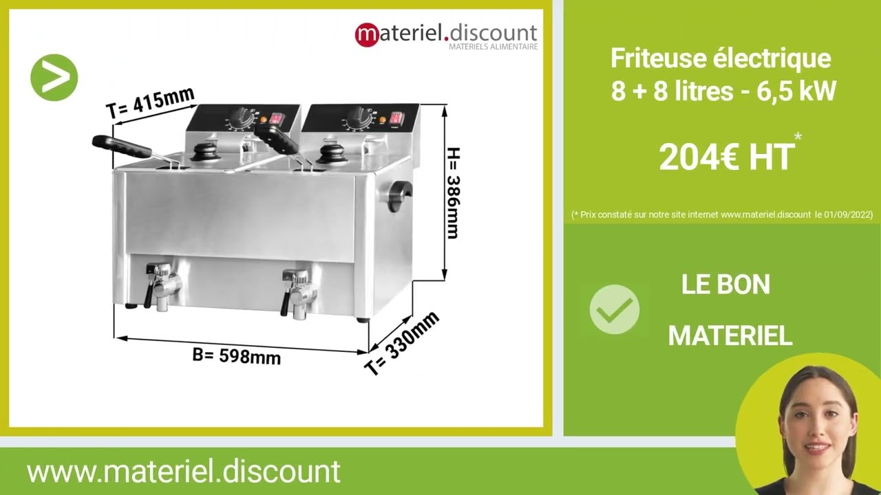 Friteuse électrique   8 + 8 litres