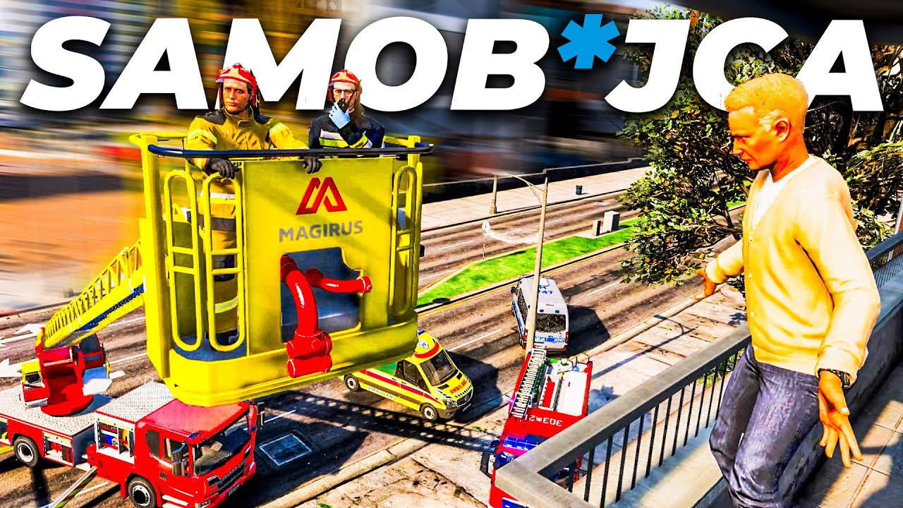 Polska Straż Pożarna - Chciał Wyskoczyć z Balkonu🤕| GTA V