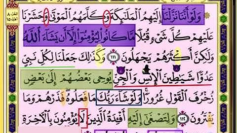 النصف الاول من صفحة142 من سورة الانعام الايات من 111:113 مكررة بصوت الشيخ محمود الحصري