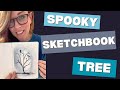 Monochrome watercolor tree