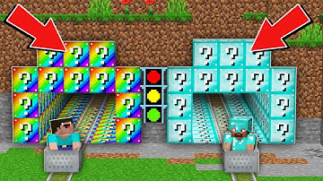 Minecraft NOOB vs PRO: SUPER RACE IN TUNNEL WITH LUCKY BLOCKS ! DIAMOND VS RAINBOW 100% trolling