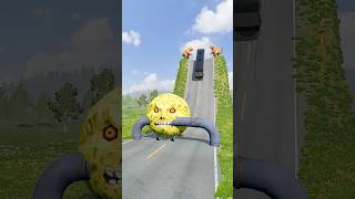 City Long Buses &amp; Cargo Van vs Low Pipe - BeamNG.drive 😱‼️ #shorts