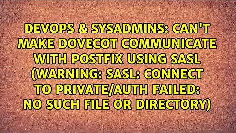 Can't make Dovecot communicate with Postfix using SASL (warning: SASL: Connect to private/auth...