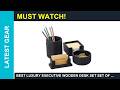 Best Luxury executive wooden desk set Set of 4 Concrete Desk Accessories For Modern