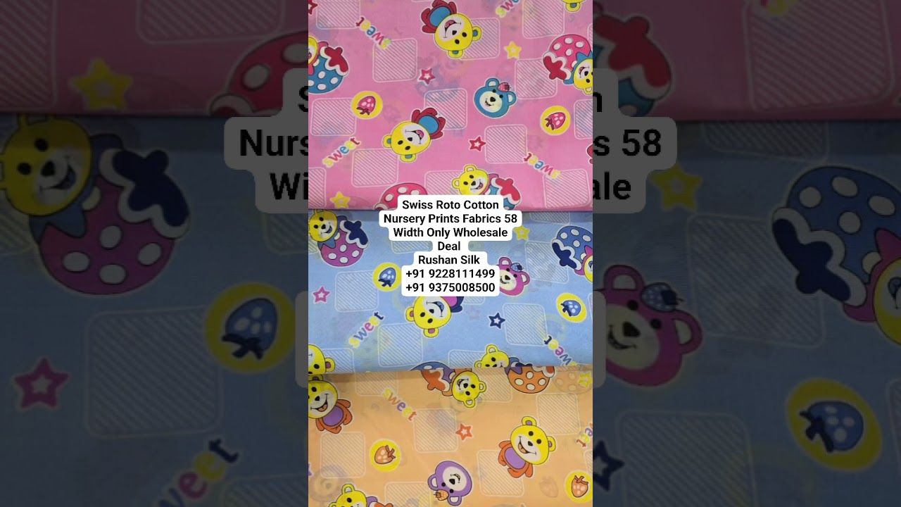Swiss Roto Cotton Nursery Prints Fabrics Wholesalers, Roto Cotton Nursery Prints Fabrics 58 Width