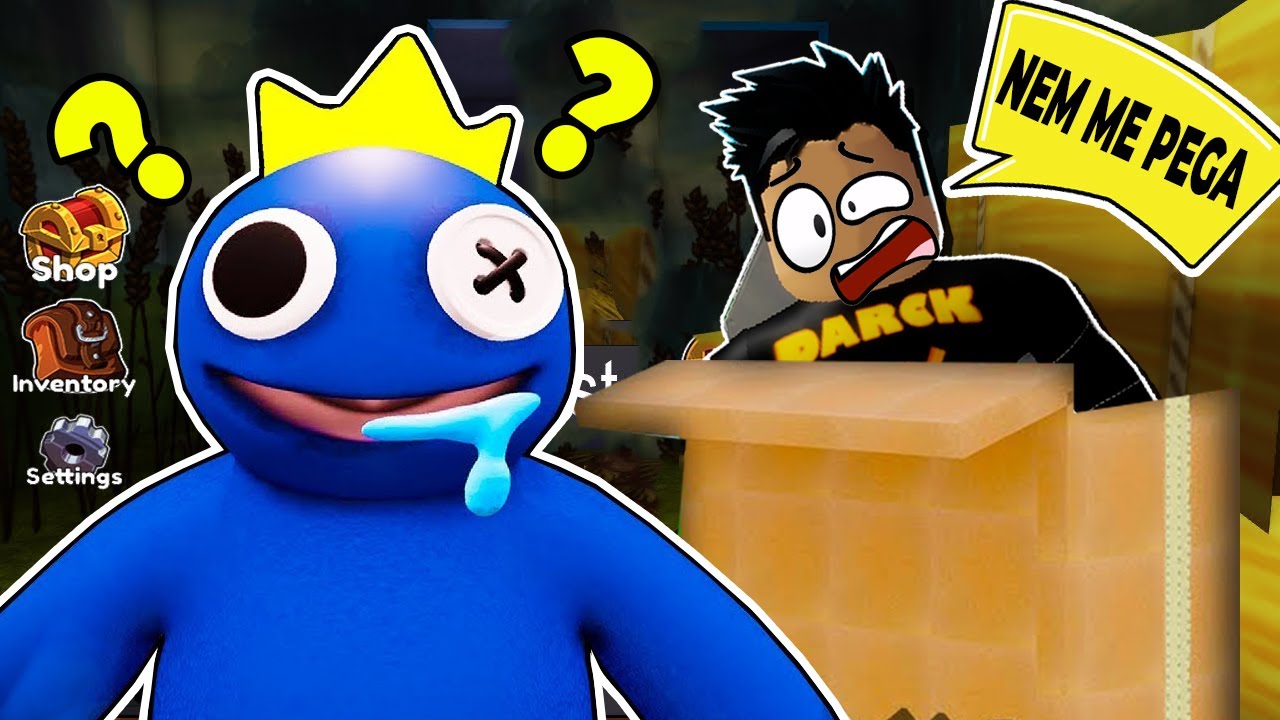 CONSEGUI ME ESCONDER DO AZUL BABÃO NO ROBLOX!! (Rainbow Friends) 