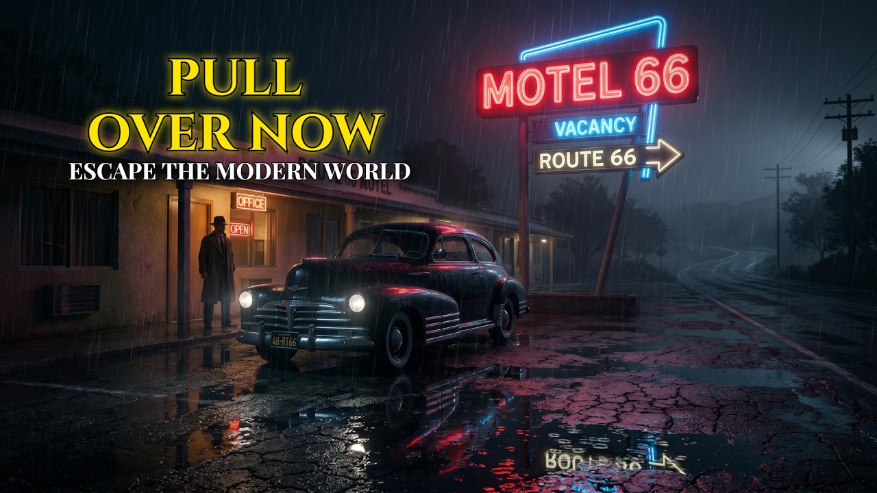 Watch Pull Over. It's 1946. 📻 3 Hours at a Route 66 Motel: Heavy Rain & Dark Noir Jazz Ambience on YouTube Watch Pull Over. It's 1946. 📻 3 Hours at a Route 66 Motel: Heavy Rain & Dark Noir Jazz Ambience on YouTube