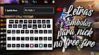 COMO COLOCAR LETRAS E SÍMBOLOS MAIS USADOS ATUALMENTE NO NICK DO FREE FIRE + ESPAÇO INVISÍVEL!!! screenshot 1