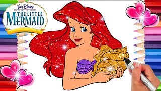 Little Mermaid GLITTER Coloring Page | Printable Ariel Coloring Page | Disney Princess Coloring Book