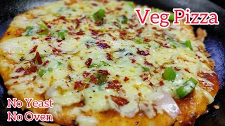 Veg Pizza recipe | No yeast | No oven | Homemade Veg Pizza