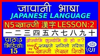 japanese language (In Nepali) N5  kanji Lesson - 2 - जापानी भाषा - खान्जी अध्ययन 2