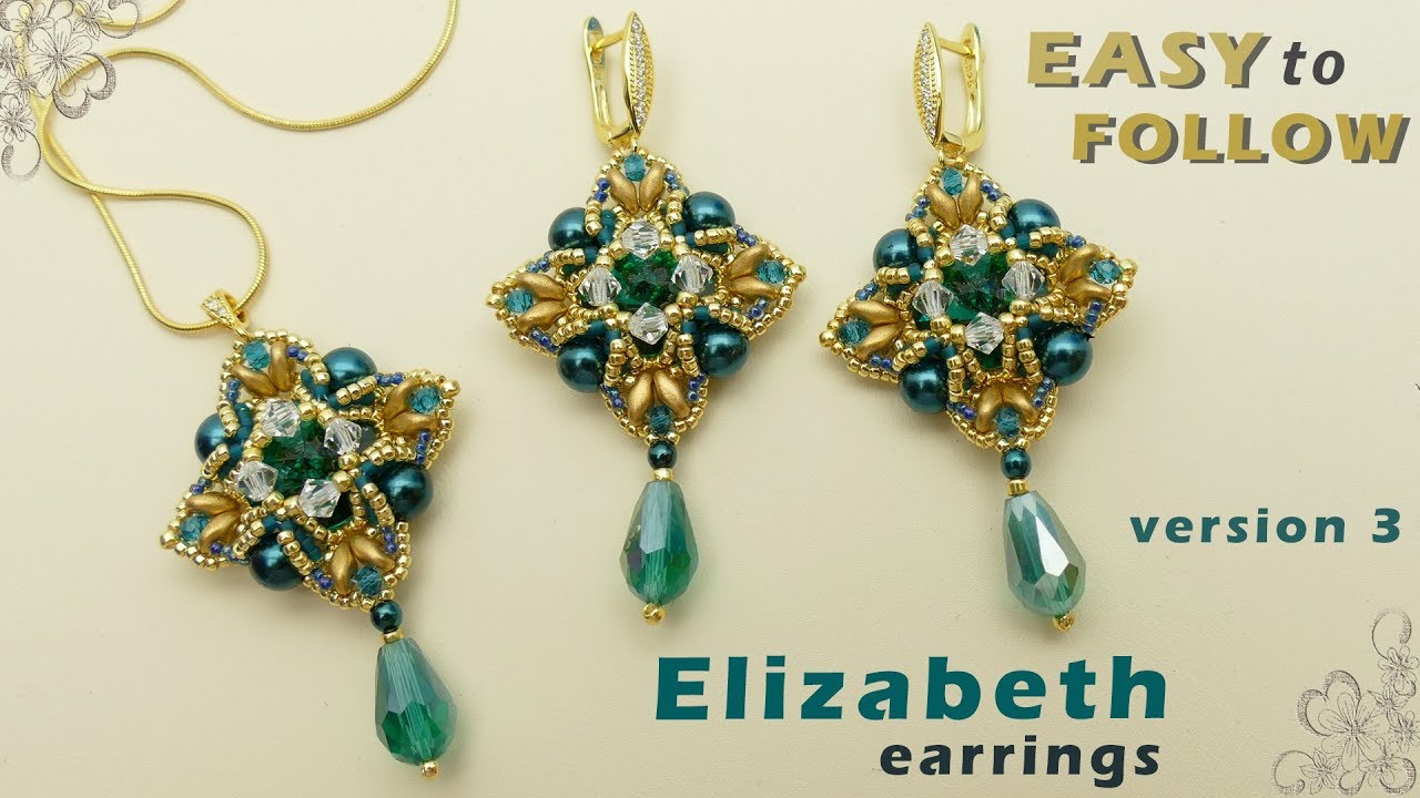 Earrings and Pendant with 14 mm rivolis tutorial