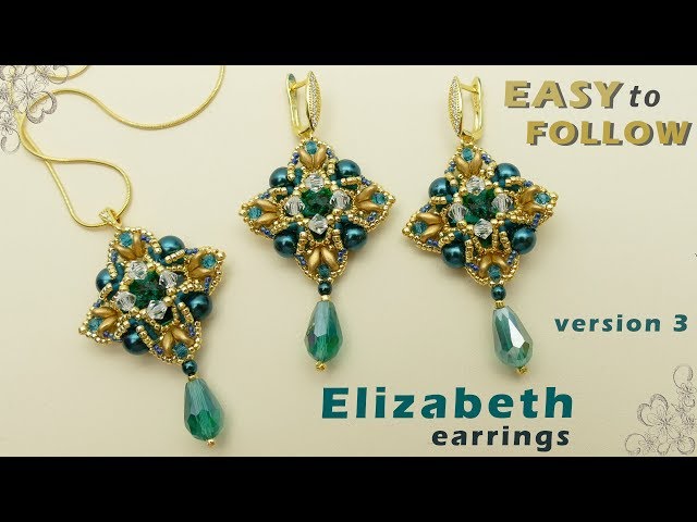 Earrings and Pendant with 14 mm rivolis tutorial