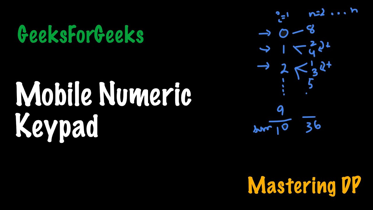 Mobile Numeric Keypad | GeeksForGeeks | Mastering DP | Dynamic ...