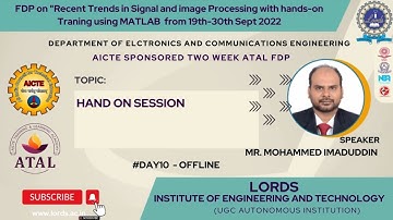 ATAL AICTE Sponsored  FDP Day-10 | Hands on Session