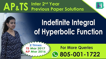 HelloClass | AP/TS Indefinite Integral of Hyperbolic Function | 2 Marks - 50