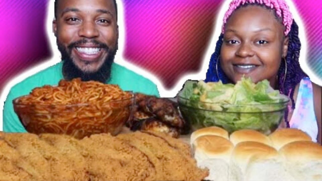 Хрустящая жареная рыба + спагетти + салат MUKBANG 먹방 EATING SHOW