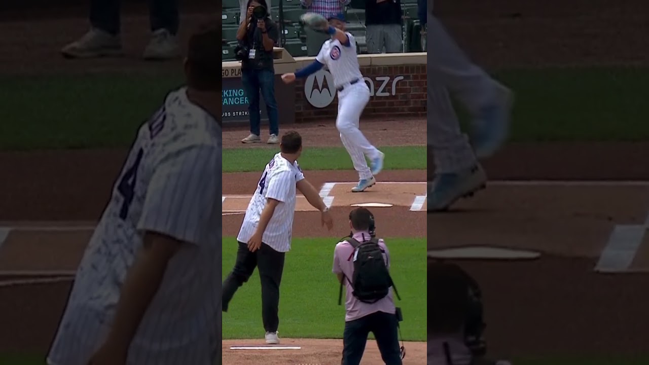 Anthony Rizzo throws first pitch at Wrigley Field 🐻 #anthonyrizzo #cubs #firstpitch #mlb Anthony Rizzo throws first pitch at Wrigley Field 🐻 #anthonyrizzo #cubs #firstpitch #mlb