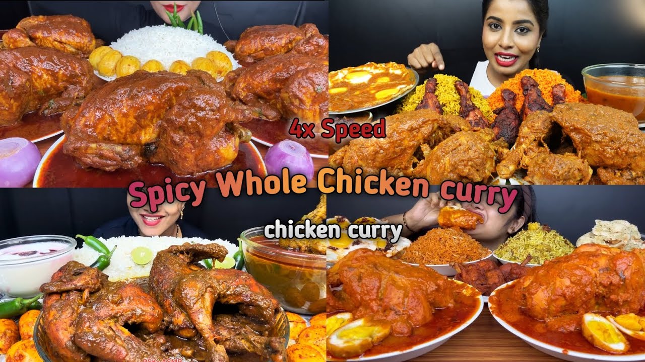 ASMR: Eating Spicy Whole Chicken curry🍗🤤chicken curry, eggs curry,chickendrum stick, eating,mukbang