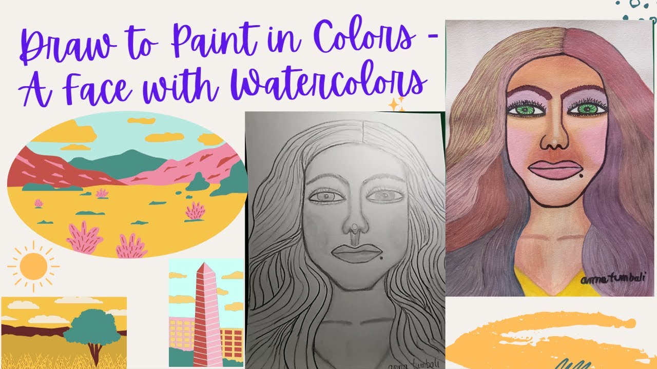 Draw to Paint in Color a Face - Practicing Watercolors - YouTube