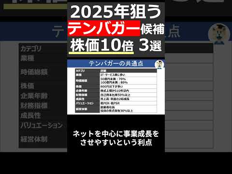 【テンバガー】2025年狙う。株価10倍の可能性がある有望3銘柄を紹介