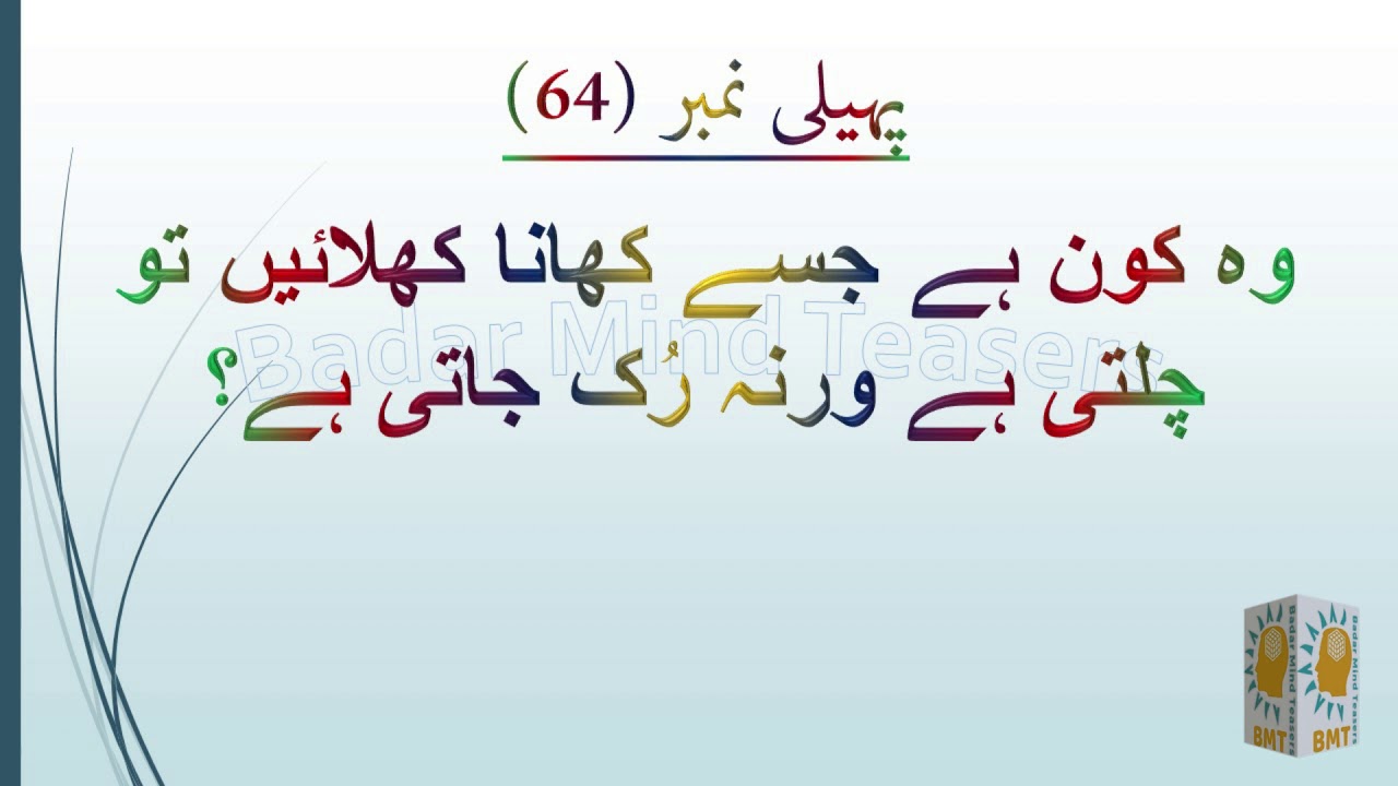 Urdu Riddle Series Part 13 (Riddle 61 to 65) Urdu Paheliyan with