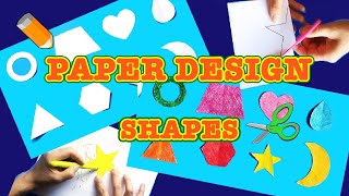 Easy Arts and Craft | How to Make Simple Shapes | Paper Cutting and Coloring  | 簡単子供工作 | 切り絵 ＆ぬり絵