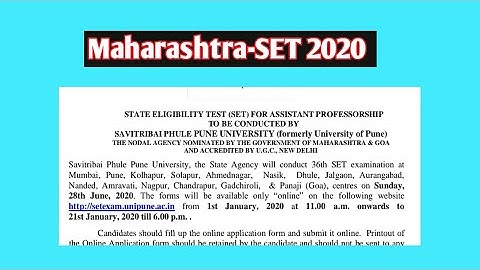 Maharashtra-SET 2020 notification and online form details