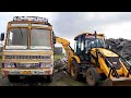 jcb 3DX || backhoe operator loading on ashok Leyland tipper lorry large stones