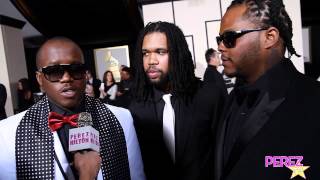Red carpet interview of production team 'the order' at the 57th annual
grammy awards. consisting brian soko, rasool diaz and andrew proctor
we...
