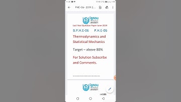 Last year question paper BPHE-06/PHE-06 (Thermodynamics and statistical mechanics) IGNOU