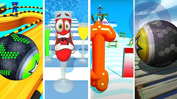 Going Balls vs Juice Run vs Tall Man Run vs Rollance All level gameplay Android, IOS