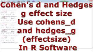 Cohen's d and Hedges g effect size Use cohens d and hedges g effectsize With In R Software