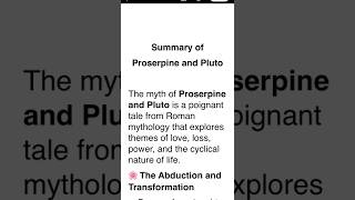 Proserpine and Pluto Summary