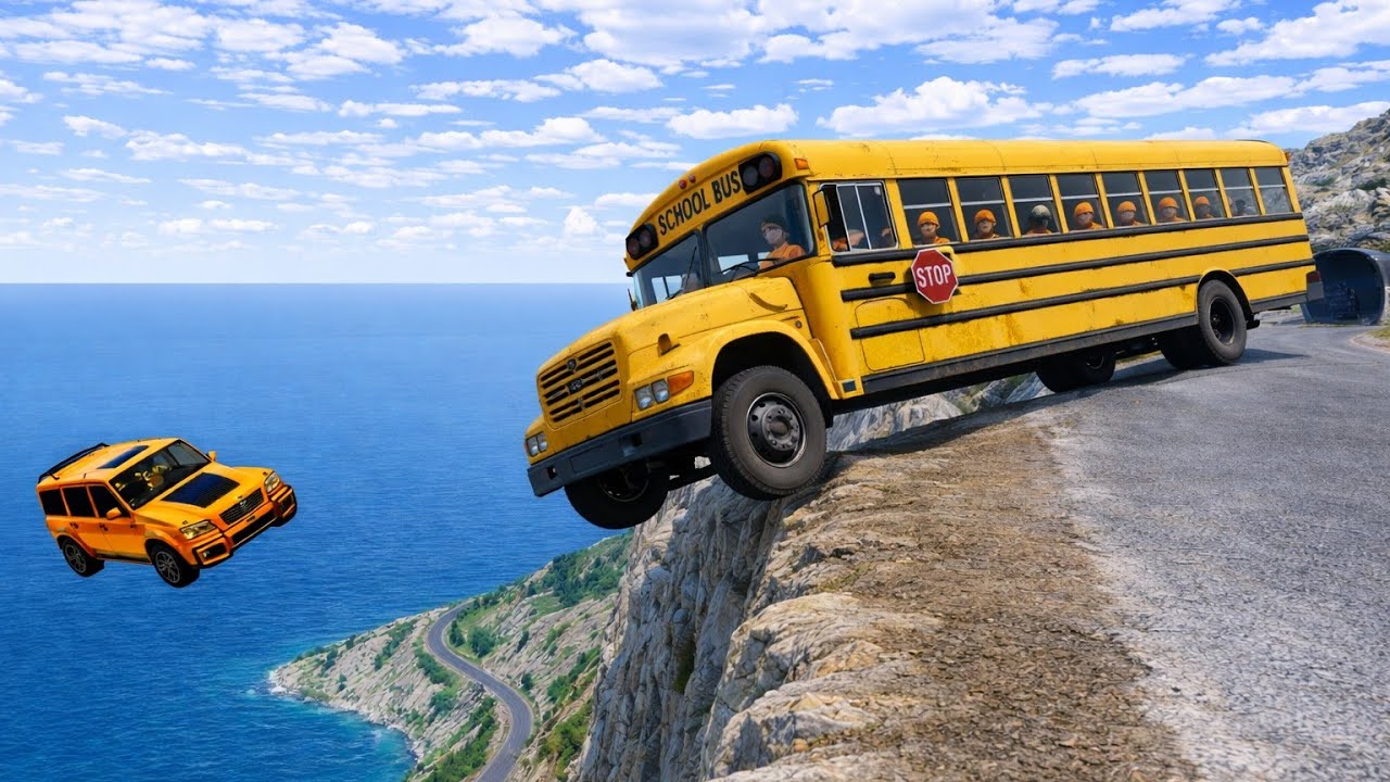 Car vs Bus Cliff edge Crash Challenge 🚛🔥| Beamng drive #102!