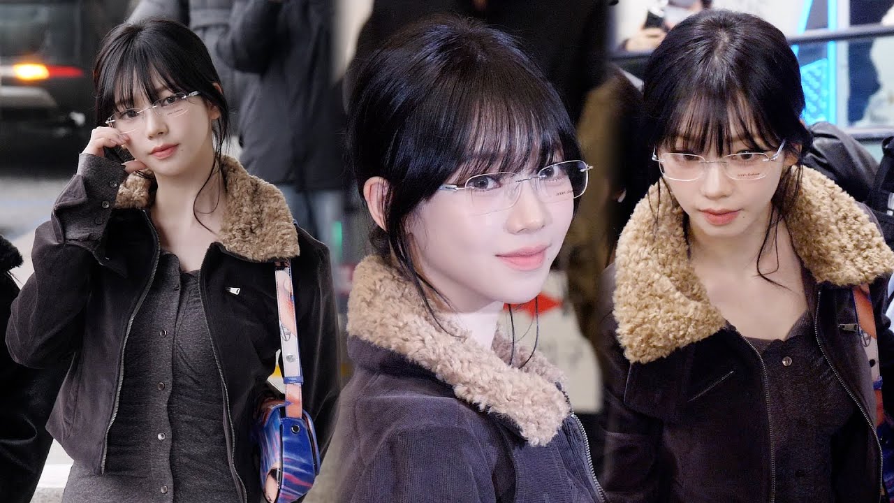 안경 쓴 카리나 출국 직캠 (aespa KARINA)｜240220 김포공항
