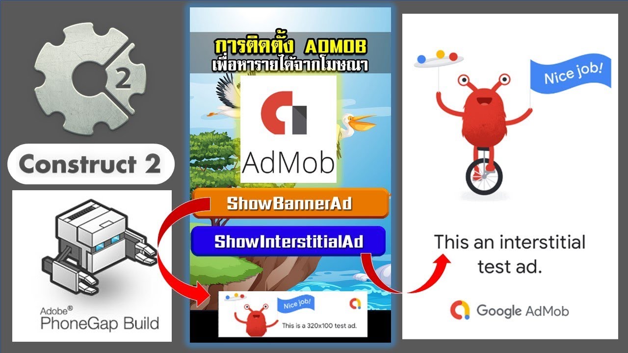 Construct 2 การติดตั้ง Admob Ads เพื่อหารายได้จากโฆษณา (2019)