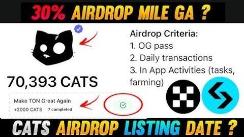 Cats Airdrop Criteria Revealed ? | Cats Airdrop Season 1 Snapshot | Cats Airdrop Listing Date