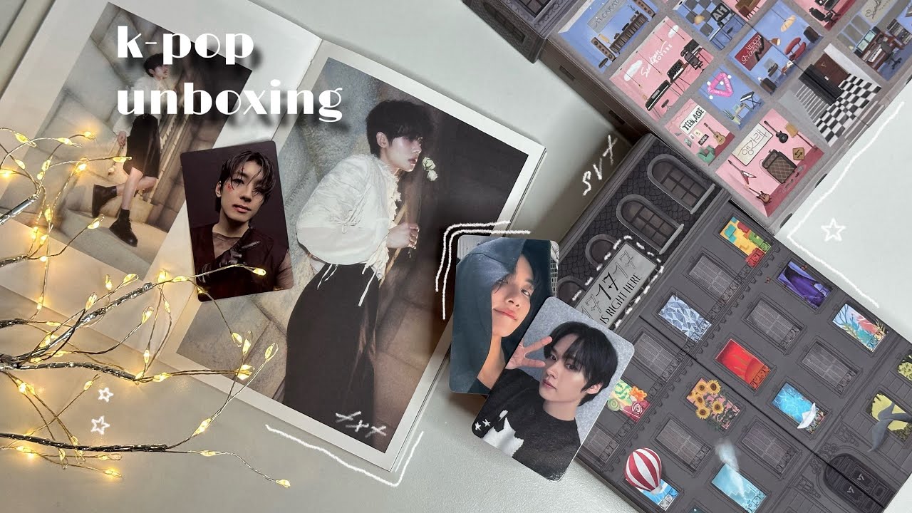 ⭑.ᐟ распаковка карт seventeen и stray kids ⊹ ࣪ ˖ 17 is right here unboxing ✧₊⁺ txt tomorrow ⊹ ࣪ ˖