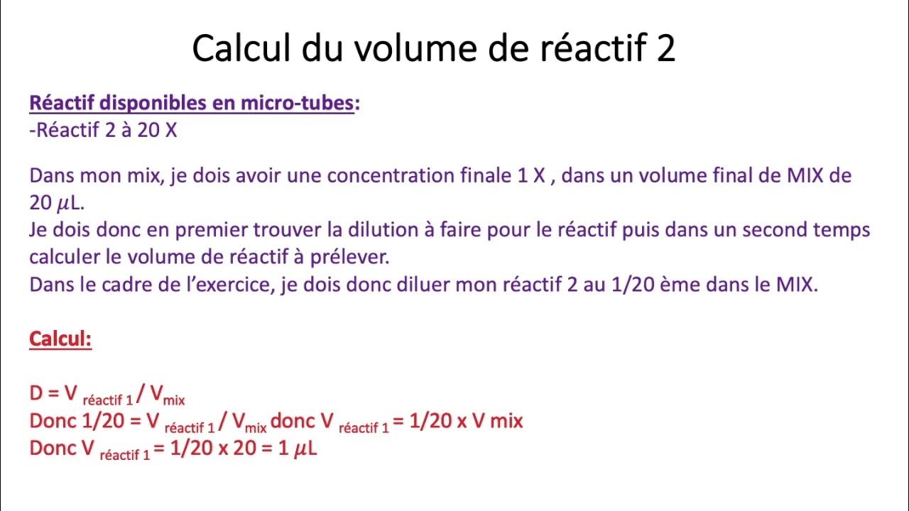 MIX PCR vidéo qui explique le calcul des volumes des différents réactifs d
