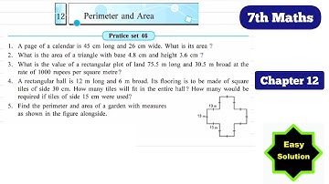7th Std Maths Practice Set 46 Chapter 12 Perimeter and Area | MH BOARD | Hindi Explanation