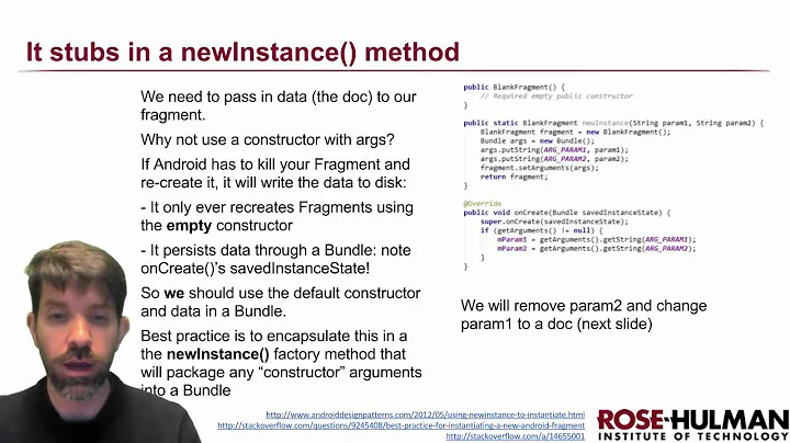 DetailFragment and the NewInstance Pattern