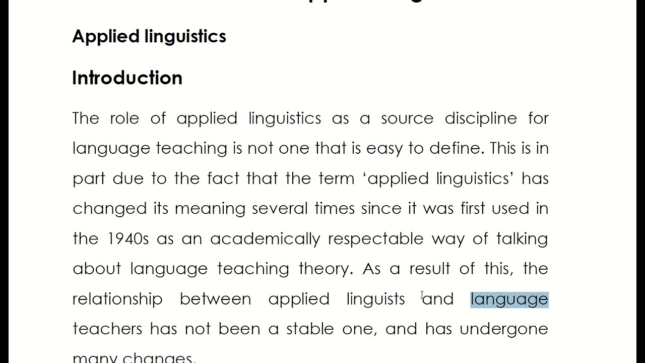Lecture 1: Introduction to Applied Linguistics - YouTube